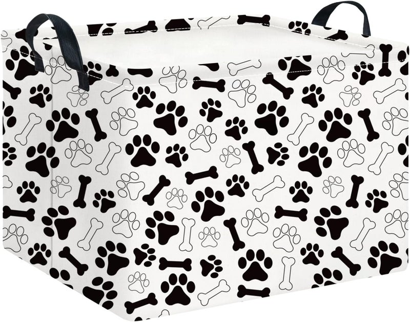 CLOCOR Rectangular Storage Basket,Collapsible Fabric Storage Container,Waterproof Toy Bin with Handles,Gift Basket(Paw) - Image 1